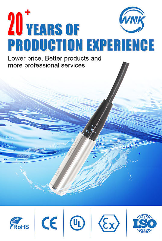 Capteur de niveau d'eau submersible avec portée 0-1~200 MH2O et alimentation 12-36V